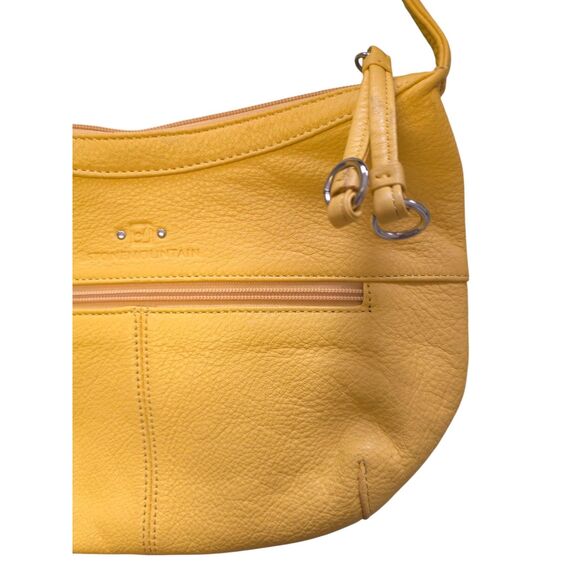 VTG Stone Mountain Mustard Yellow Leather Shoulder Hobo Bag Y2K Minimalist - Picture 6 of 8